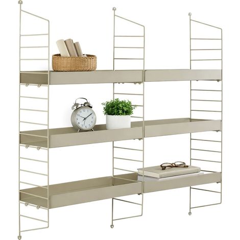 Mensola Scurelle, 3 Ripiani, Sfumatura Colore Struttura Tortora, 98x21x100h cm Grigio Tortora