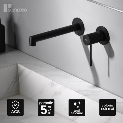 Robinet Mitigeur Lavabo Encastré Salle de Bain noir mat – Anti-Calcaire – Design moderne - LINE IMEX (1/5)