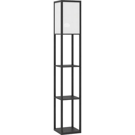 Floor Lamp with Shelves, 3 Layer Column Modern Standing Lamp for Living Room, Bedroom, Office, Bulb not Included, Black (1/4)
