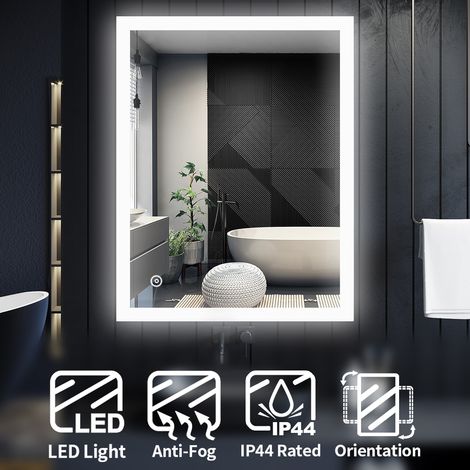 ELEGANT 4mm Copper-Free Silver Mirror Horizontal Vertical Bathroom Mirror 900x700mm with Aluminium Alloy Framed and Demister