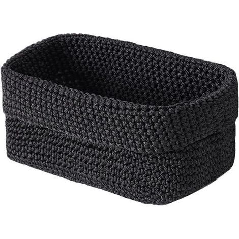 1 pieza，Cesta de almacenamiento tejida，Caja/cesta de almacenamiento de plástico，Cesta para papel higiénico，Negra (21 cm  13 cm  15,5 cm) (1/5)