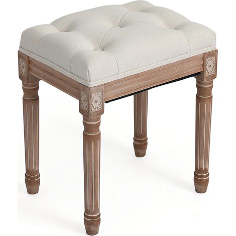 Tabouret rembourré avec cadre en bois, siège stable jusqu’à 120 kg (1/2)