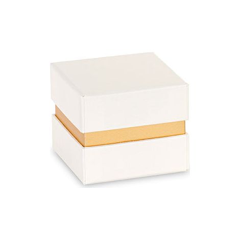 Cupido&Co. Scatola Avorio e Oro con Inserto – Elegante Confezione Regalo per Bomboniere 7 x 7 x 6 cm (1/2)