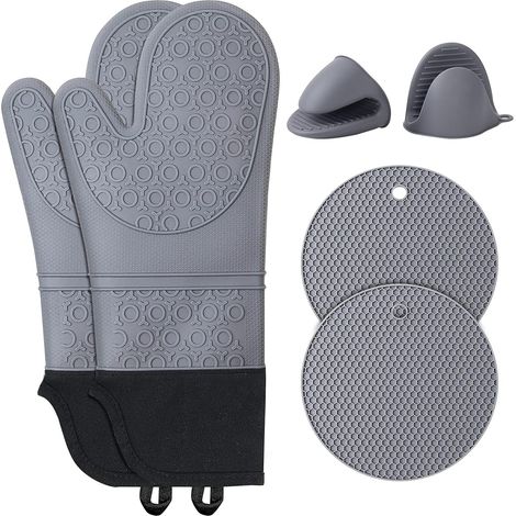 Gant de four support de casserole en silicone ,gants de cuisine résistant à la chaleur gant de four extra long antidérapant gants de cuisine gant (1/5)
