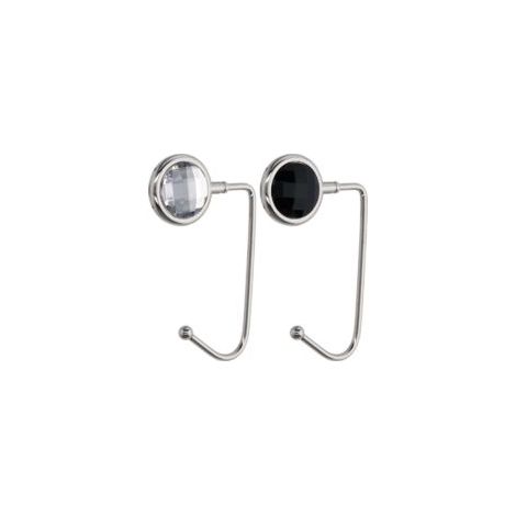 2 ganchos para bolsos - Gancho rígido de zinc y aluminio - Soporte para bolsos de escritorio/mesa - Para colgar bolsos/objetos pequeños - Negro-Blanco-Plata - Crezuo (1/4)