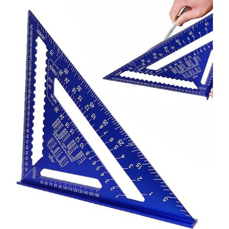Équerre de charpentier - 12 pouces métrique - Driehoek en métal - Bleue - Règle triangulaire en aluminium de haute précision (1/5)