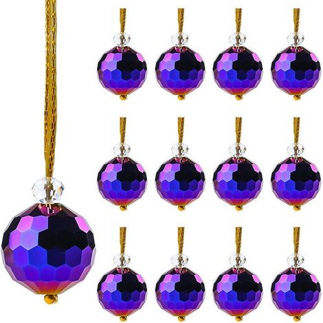 Boule De Décoration De Noël En Verre Iridescent - Suspendue Avec Chaîne - Pour Arbre De Noël Mariage Fête Intérieur Extérieur - Lot De 8