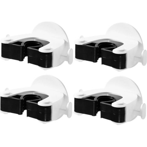 4-teiliger Mopp-Clip, kleiner Mopp-Haken, Wandgarderoben-Clip, Besenhalter, Reinigungsmopp-Organizer, Wandaufhänger, robuster Haken, schwarzer Kunststoff