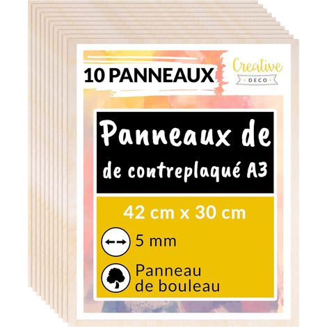10 x Panneaux Contreplaqué Bouleau A3 - 420 x 300 x 5mm