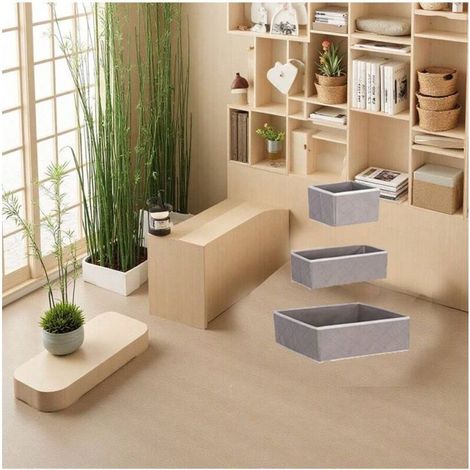 Boîte de rangement trois pièces, boîte de rangement empilable, boîte de rangement pour vêtements, jouets, armoire, rangement de bureau, artefact, organisation de la maison, essentiel (1/2)