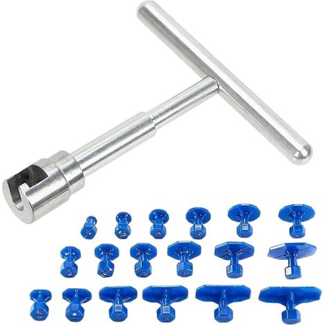 Kit d'outils de débosselage sans peinture, avec extracteur de bosses en T et ventouse à joint 18, pour une utilisation professionnelle ou à domicile. (1/5)