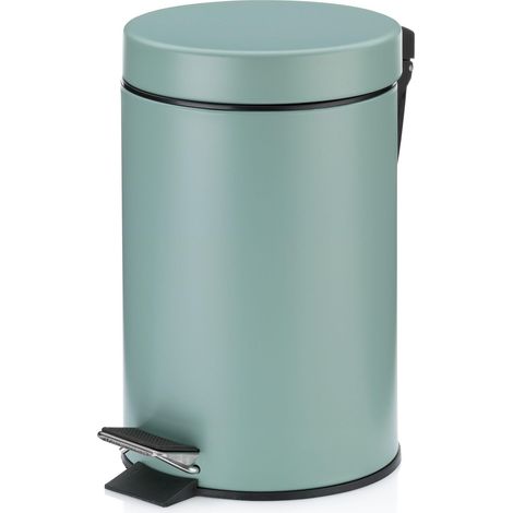 kela Cestino per cosmetici verde 3 l, cestino da bagno in metallo con pedale, cestino da bagno con sacchetto interno e manici per il trasporto, MONACO, verde giada opaco (1/5)