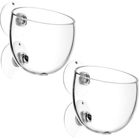 Lot de 2 pots en verre pour aquarium avec ventouses, accessoires de support pour plantes aquatiques et végétation aquatique variée (1/5)