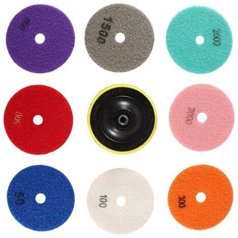 NALOOKAMIC  Polir Le Granit, Disque de Polissage Diamant, Disque Poncage Carrelage, Tampons de Polissage Diamantés, Tampons de Meulage En Béton Polisseur Humide Avec Disque Collant, Scratch a Polir Le