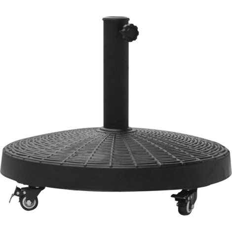 Sonnenschirmständer 25 kg Schirmfuß mit Rollen Rattanoptik für Schirme Ø38/48 mm Kunstharz & Metall Ø52 x 41cm (1/5)