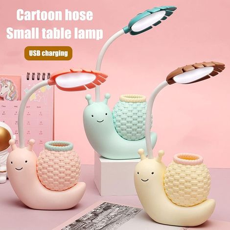 Dessin animé escargot lampe de bureau porte-stylo protection des yeux apprentissage lampe de lecture USB charge pliante (bleu) MNS (1/4)
