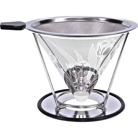 Filtre à café réutilisable en acier inoxydable, panier à maille métallique, pour café goutte à goutte, durable et écologique (1/4)