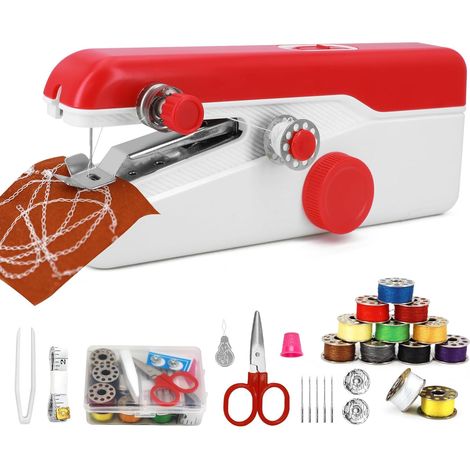 1 Machine à Coudre Portable,Double Alimentation,Kit Complet,Tissus jusqu'à 1,8 mm,Maison et Voyage