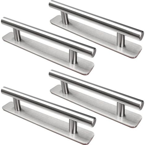 4 Pièces Poignée de Meuble Autocollante, 148 mm Poignée de Cuisine en Acier Inoxydable, Poignée de Meuble Sans perçage, Pour armoire, cuisine, porte coulissante, porte de balcon (1/5)