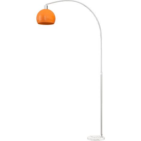 Lampadaire sur pied pour salon, lampe au sol design minimaliste avec haut mât et interrupteur au pied, 26x90x180 cm, orange (1/5)