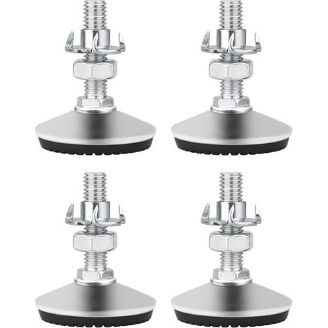 Lot de 4 pieds de nivellement réglables M10 x 30 mm en métal robuste avec écrous en T et écrous à vis,base en caoutchouc antidérapante silencieuse M10x30 (1/5)