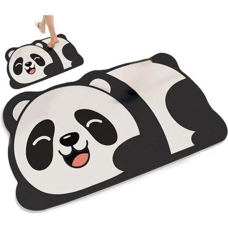Panda-Badezimmerteppich, Cartoon-Tiermatte, rutschfeste Eingangsmatte, saugfähige Kieselgur-Bodenmatte, schnelltrocknende Kissen (1/2)
