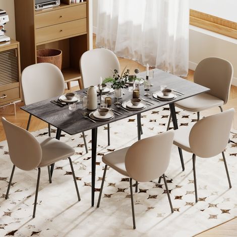 Table extensible Holz Grau 120-160x75x77 cm mit Stahlgestell für bis zu 8 Personen
