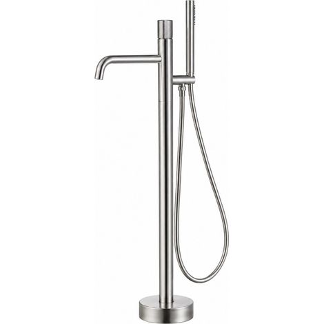 Miscelatore per vasca da terra in acciaio AISI 304 con leva cilindrica NICE Trama RM1420 Acciaio Spazzolato (1/4)