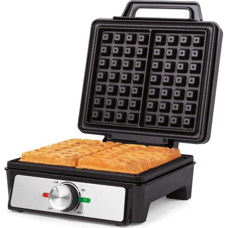 Gofrera - Placas antiadherentes, control de temperatura ajustable, mango que no se calienta, 1600 W (1/5)