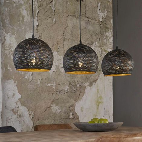 Suspension ajourée 3 demi-globes métal 110x25x150cm RALF (1/4)