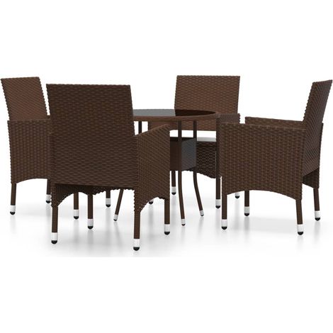 vidaXL Garten-Essgruppe 5-teilig Rattangewebe Braun