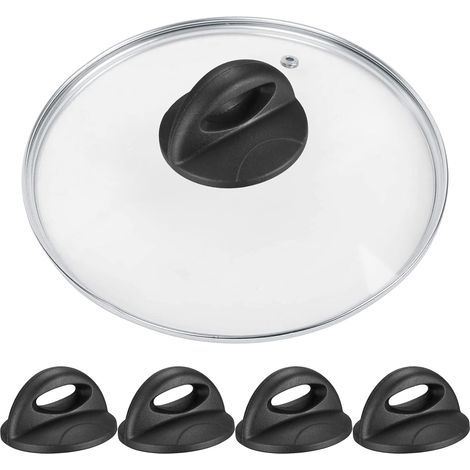 Sollbry 4 perillas para tapa de olla, perillas para tapa de olla, perillas de repuesto para tapa de vidrio, manija de tapa - Negro (1/5)
