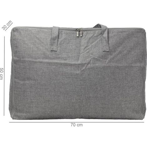 Sac de rangement XXL 70 x 50 x 30 cm, housse pour vêtements, couvertures, oreillers et couettes, organisateur pliable, gris (1/3)