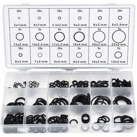 225PCS 18 Tailles Kit Joint Torique Assortiment en Caoutchouc, 3mm-22mm Joint d'Étanchéité Joints Toriques Universel Assortiment, Réparation de Véhicule Climatisation Robinetterie-LIAIKI