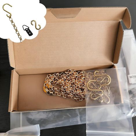 Kit de suspension pour tableaux avec chaîne, crochets et anneaux en D (1/4)
