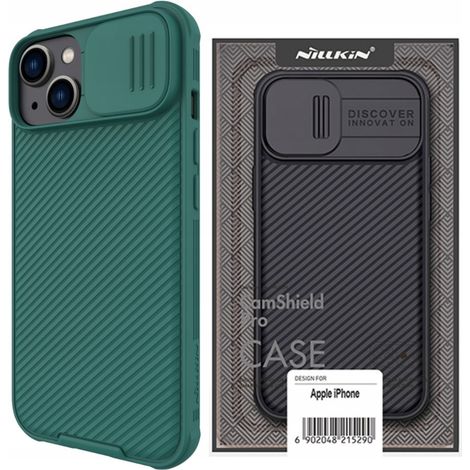 Custodia Nillkin CamShield Pro per iPhone 14 Plus, custodia rinforzata con copertura per fotocamera, colore verde. (1/5)