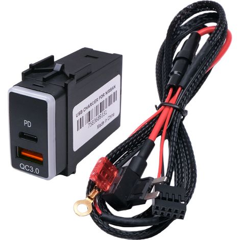Chargeur Double USB pour Voiture Nissan - Compatible avec Tiida, Sylphy et Autres Modèles (1/3)