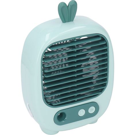Mini ventilateur de bureau, trois vitesses de ventilation, fonction d'humidification, chargement USB, batterie de 1200 mAh, convient au bureau, à la maison et aux voyages, écologique. (1/5)