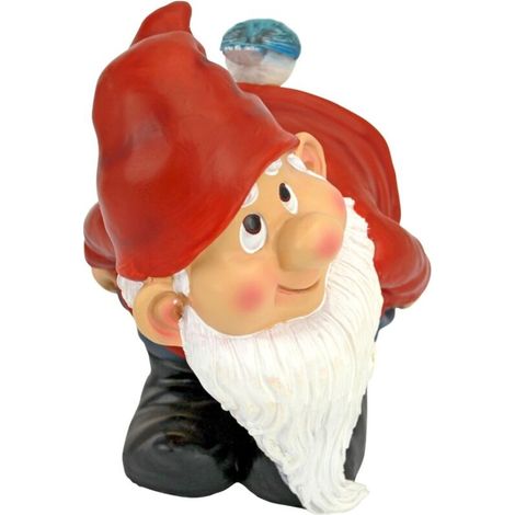 [NON UTILIZZATO] Statua umoristica di gnomo da giardino - Nudo divertente con posa divertente - 12,5 cm - Poliresina colorata - Tavolozza colori di