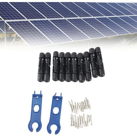 Connettori solari Toivize, 10 coppie maschio/femmina con chiavi impermeabili e ignifughe, in rame e ABS per cavi di pannelli fotovoltaici (1/4)