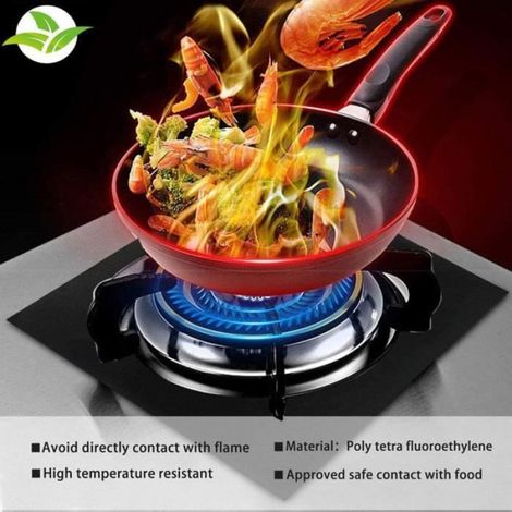 8Pcs Couvertures Brûleur, Couvercle Cuisinière Gaz Réutilisable, 27x27cmProtecteurs Cuisinière à Gaz, Vont Lave-Vaisselle, Noir (1/4)