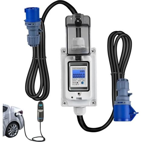 Compteur Électrique Numérique Mobile, 230V 16A Prise de Compteur de Consommation D'énergie avec Câble Flexible en Caoutchouc de 3 Mètres Mesure Consommation electrique pour Camping-cars,Ménages (1/5)