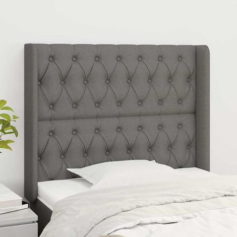 vidaXL Tête de lit avec oreilles Gris foncé 103x16x118/128 cm Tissu (1/5)