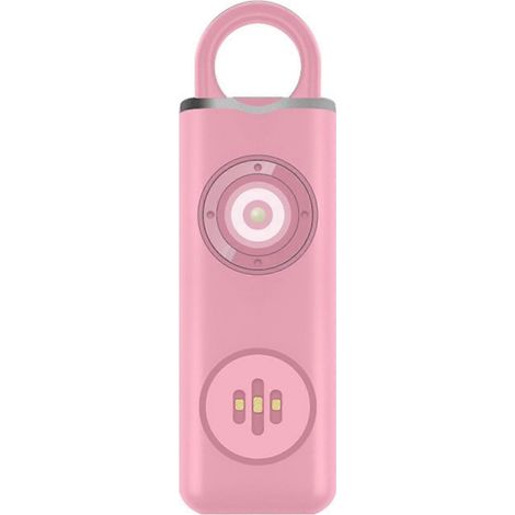 Alarme de sécurité rechargeable, 130 dB, alarme musicale avec LED, alarme lampe torche, rose. (1/5)