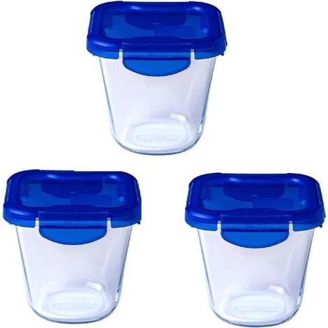 Set mit 3 Aufbewahrungsboxen "Pasta Box" - PYREX - Cook&Go - Glas - Dichtungsdeckel - 12x12 cm - 0,8 L
