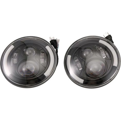 Phares LED ronds 7 pouces 200 W avec anneaux lumineux et feux de jour pour Jeep Wrangler JK LJ TJ CJ 1997-2018 (2 pièces) (1/3)