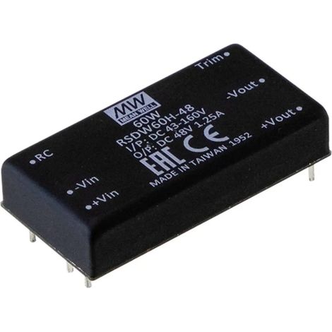 [NEUWERTIG] B-Ware Mean Well Rsdw60 Dc/Dc Wandler Stromversorgung Modul 60 W 1 Ausgang 12 V Print