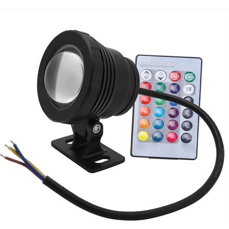 Projecteur de jardin extérieur multicolore imperméable à l'eau de lumière sous-marine de LED RVB AC/DC 12 V (noir)