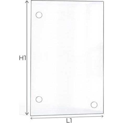 Vitre Philippe FOYER 850 (avec perçage à 10mm du bord) - Verre Rectangle Percé pour insert - 546 x 393 mm (L1 x H1) - 5 mm