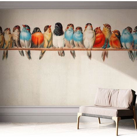 Carta da parati autoadesiva - impermeabile - murale da parete - decorazione murale - Uccelli su un ramo 312x219 cm (1/5)